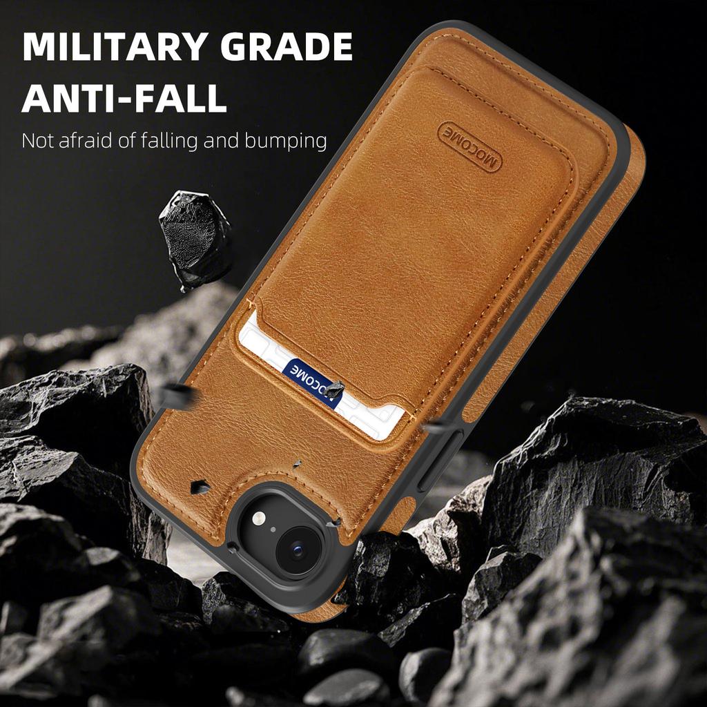 For iPhone 16e Magnetic Case with Detachable Card Holder TPU+PU Leather Phone Back Cover