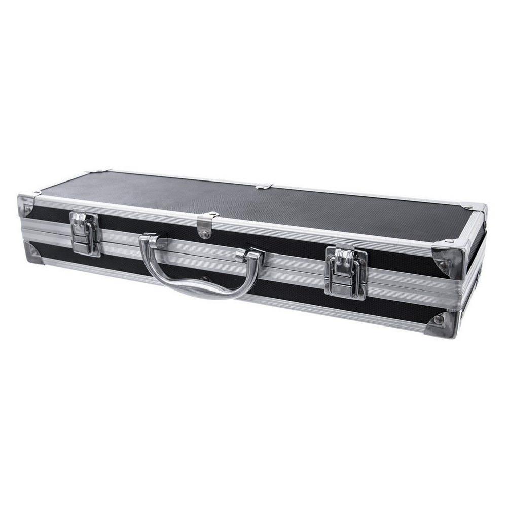 Set of steel grill tools in a 9-piece case.