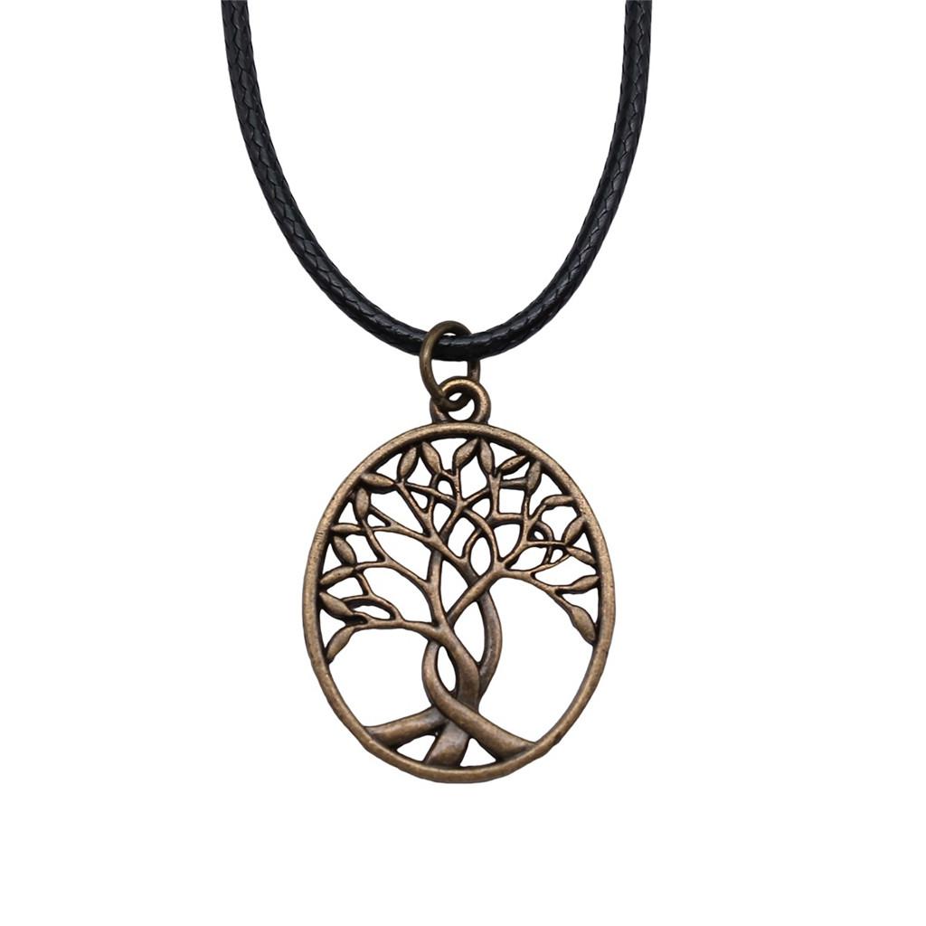 Антикварный кулон-ожерелье "Древо Жизни" Nature Boho Statement Jewelry 45см Кожаная цепочка