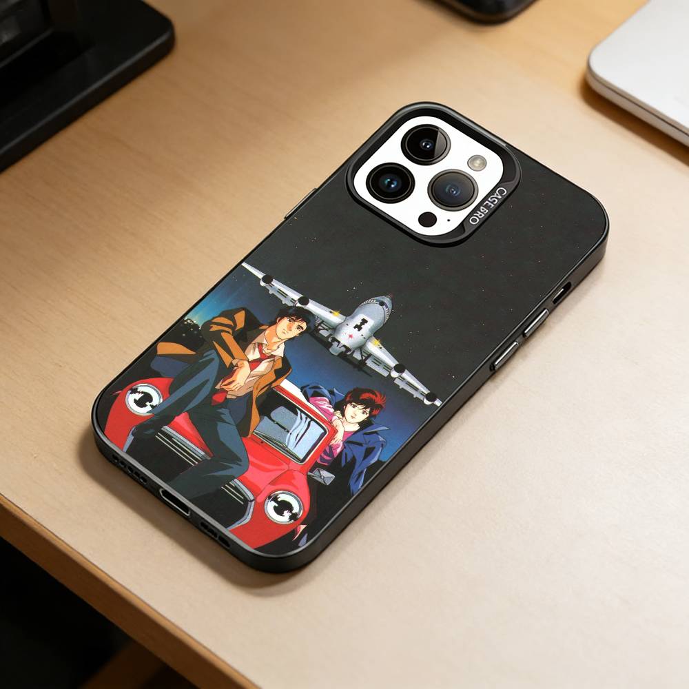 Retro C-City Hunter Comic  Phone Case For iPhone 17,16,15,14,13,12,11 Plus,Pro Max,XS,Colored Silver Plated Inside Cover