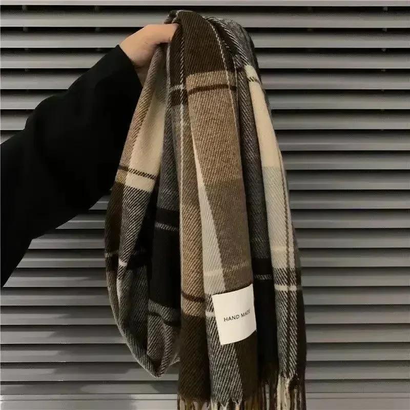 Autumn Winter Warm Women Plaid Scarf Winter Warm Cashmere Women Girls Long Scarf Korean Simple Fashion Tassel Shawl Scarf New