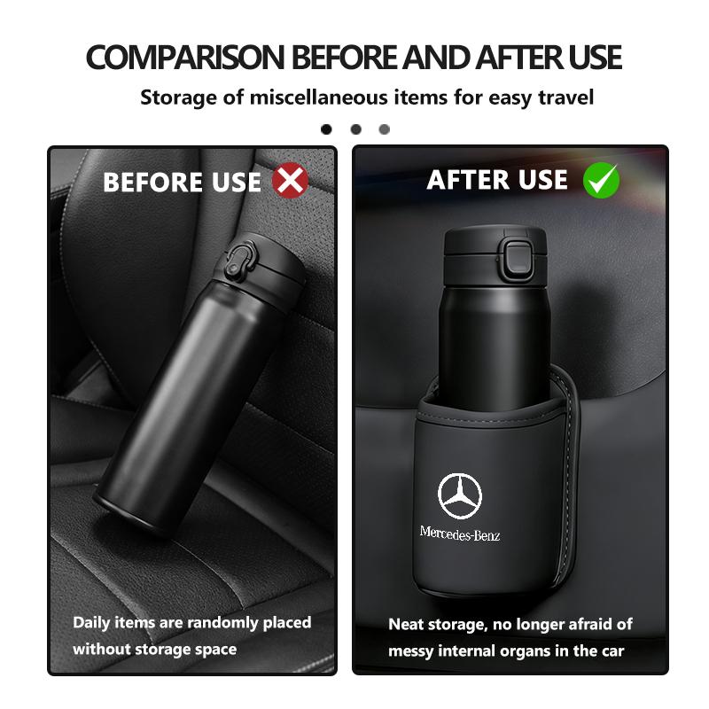 AABIA1 Leather Car Water Cup Holder Interior Drink Rack Organizer Accessories For Benz CITAN VITO SPRINTER CLS SLK Sport ML C200 C260