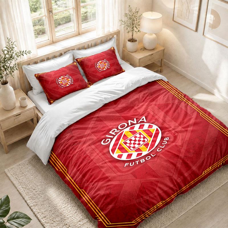 Bedding Set 1 Duvet Cover 2 Pillowcases Girona FC Print Bedroom Home Decoration
