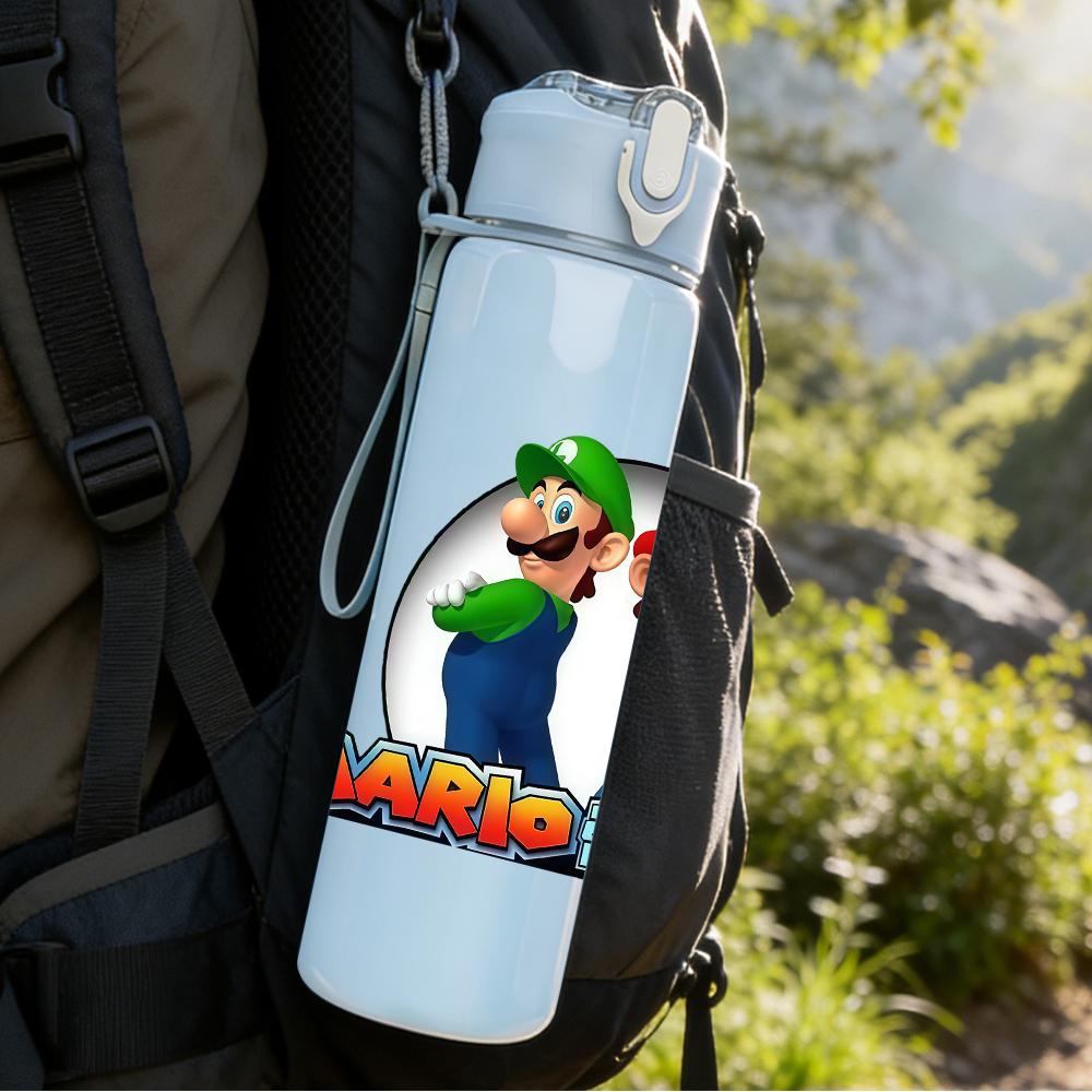 1PC Mario And Luigi Brother Duo 750ml Color Plastic Water Bottle Leakproof Flip Straw Lid For Sports Office Home Use