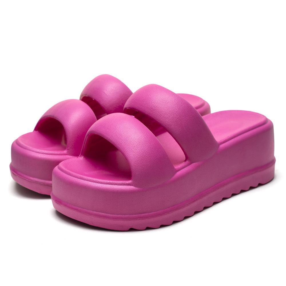 Новые женские шлепанцы на танкетке с толстой подошвой из ЭВА - платформа высотой 7 см, удобный дизайн с зажимом на носке