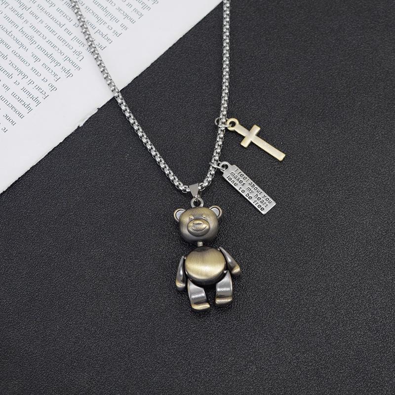 Ожерелье в стиле европейский и американский хип-хоп, милый мультяшный робот, подвеска в виде панды, цепочка из нержавеющей стали