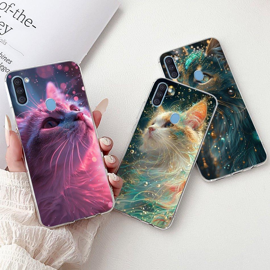 Чехол для телефона Samsung Galaxy A11 M11 Samsung A11 M11 A115F M115F Элегантный Цветочный Кот Раскрашенный Мягкий Силикон Прозрачный ТПУ Чехлы