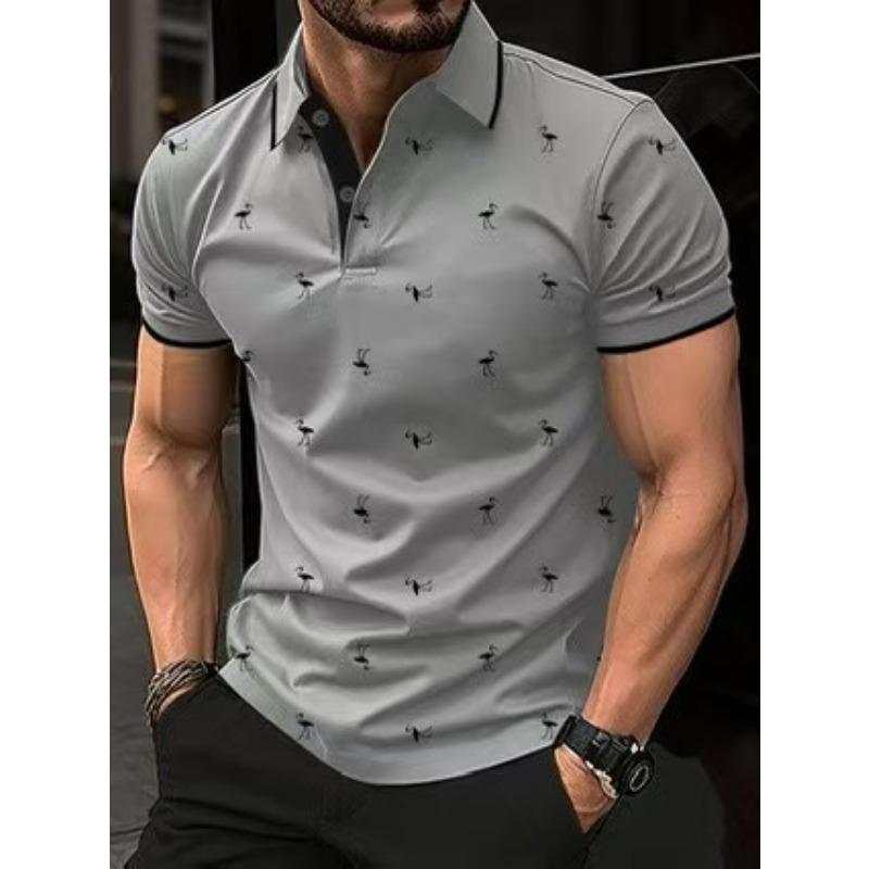 Men's Polo Shirts Short Sleeve Print Golf Shirts Fashion Casual Beach Collared T-Shirts