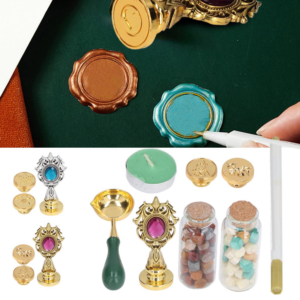 Набор восковых штампов с прозрачной гравировкой и съемной ручкой. Тонкая восковая изысканная работа. Печь для восковых штампов.