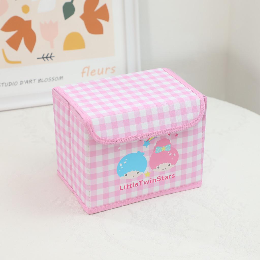 Hello Kitty Kuromi Cinnamoroll Melody Узор в клетку Складной откидной ящик для хранения для офиса и спальни