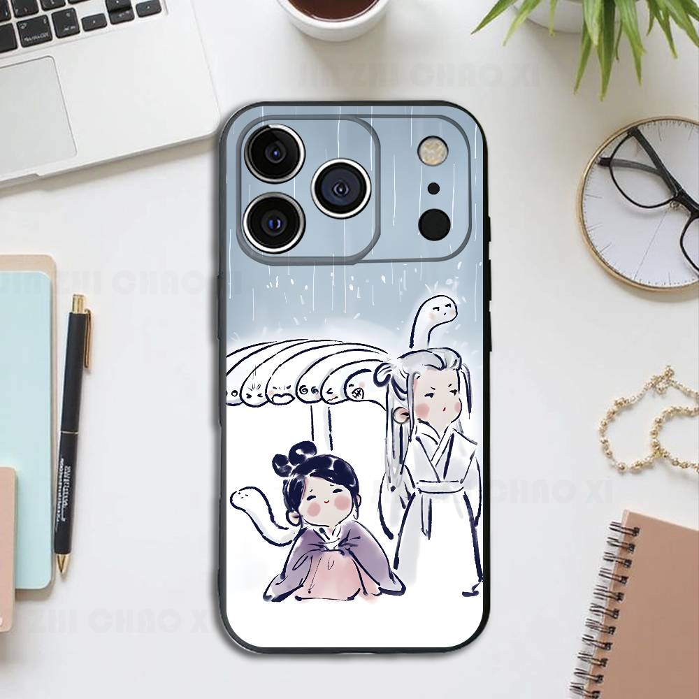 Чехол для телефона Drama XiaoYao Черный для iPhone 17 16 15 14 13 12 13 12 11 Pro Max Plus XS XR Силиконовый Мягкий Задний Чехол