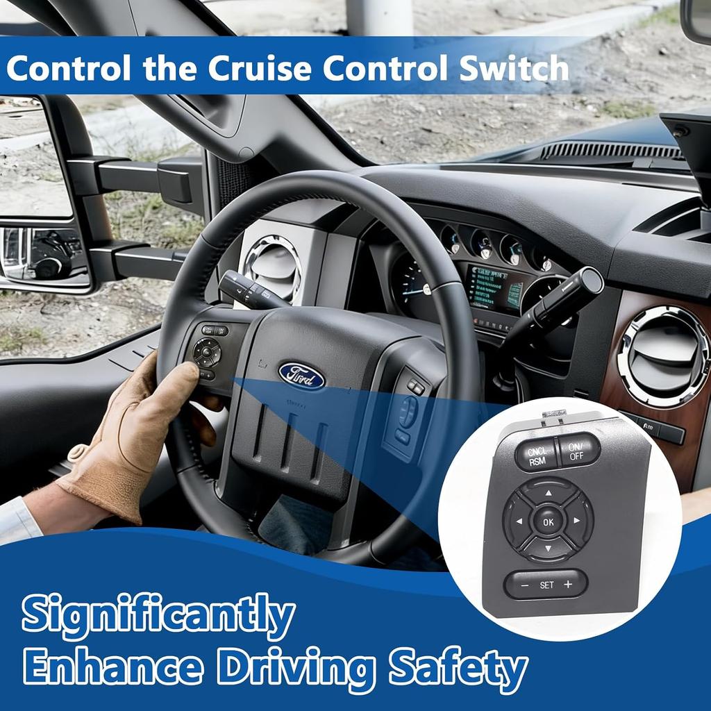 SW6770 Steering Wheel Cruise Control Switch Left Side Replacement for Ford F250 F350 F450 F550 2011-2017 Replace SW-6770 BC3T-9E740-AFW