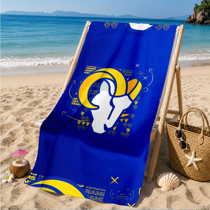 Rams Football Team Spirit Printed Microfiber Beach Towel, Soft And Absorbent, Quick-Dry, Ideal for Summer Travel, Beach Essential, Swimming Pool