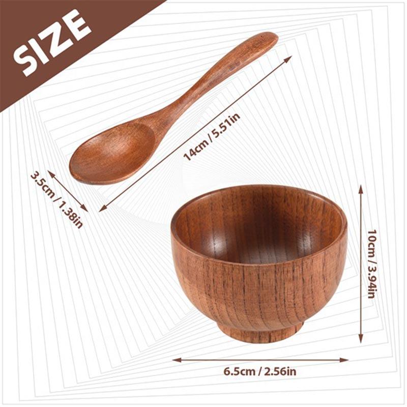 Japanese Style Natural Wooden Bowl Tableware for Fruit Salad Noodle Rice Soup Bowls Kitchen Utensil Dishes Handmade Crafts