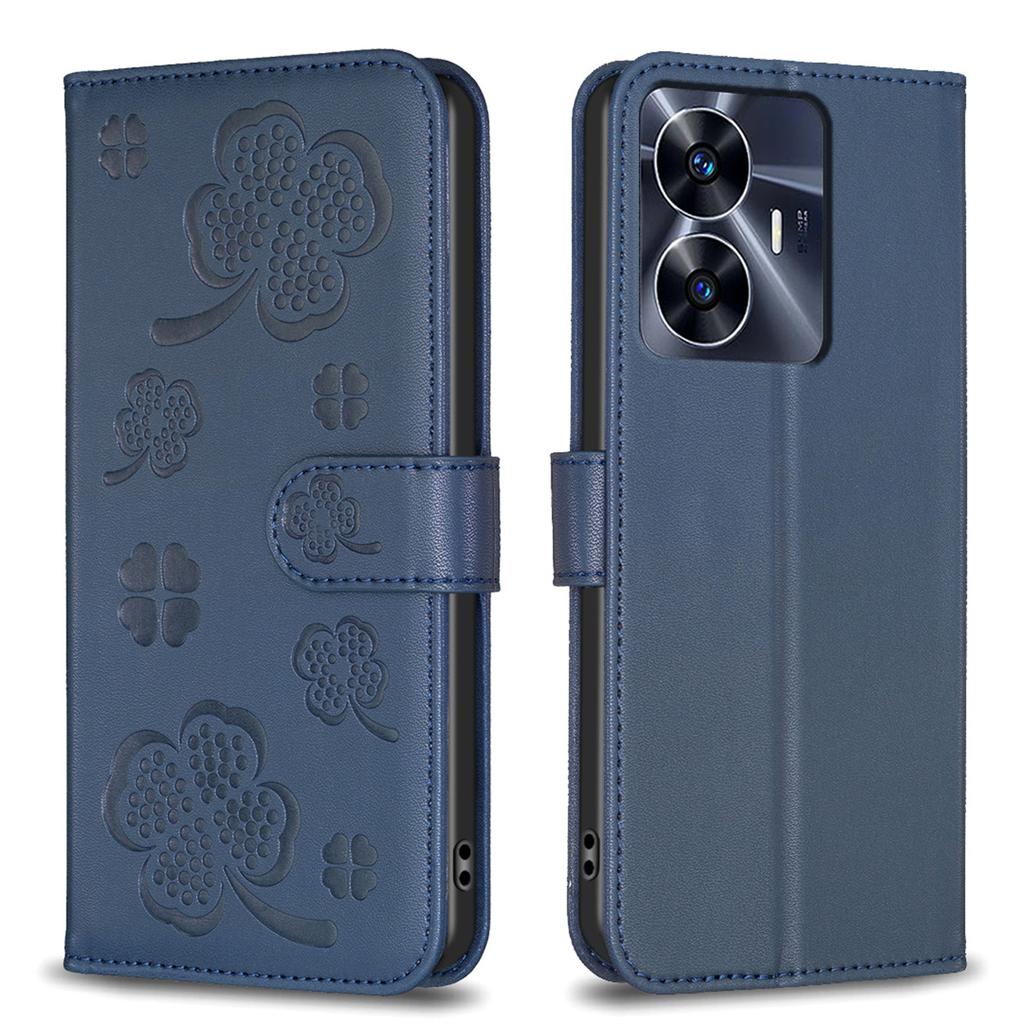 For Oppo A38,A18,A58,A98,A78,Realme C55,C53,C33,Find X6,A57 4G...Lucky Grass Four Leaf Clover Pattern PU Leather Flip Stand Wallet Phone Case Cover