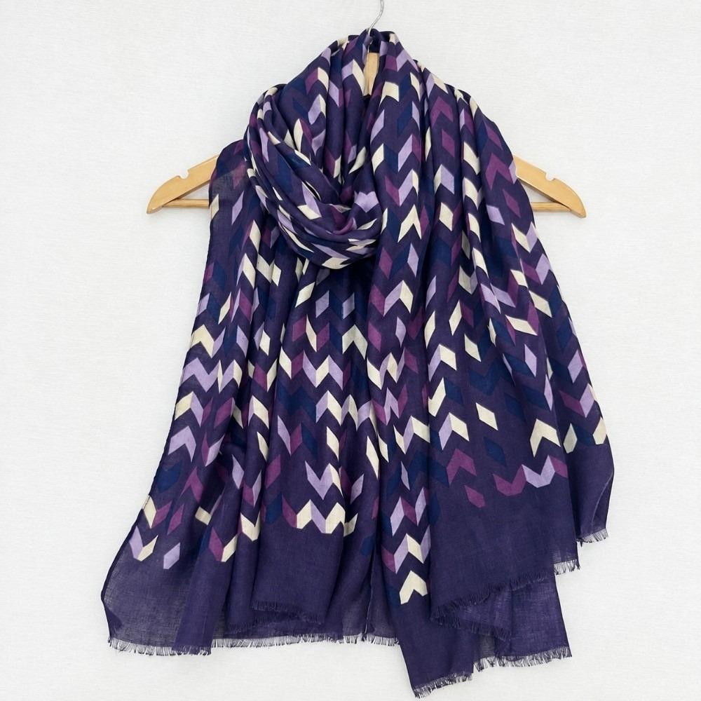 Long Fringe Fringe Shawl Wrap Sun Protection Polyester Shawl Chevron Print Scarf Autumn Spring