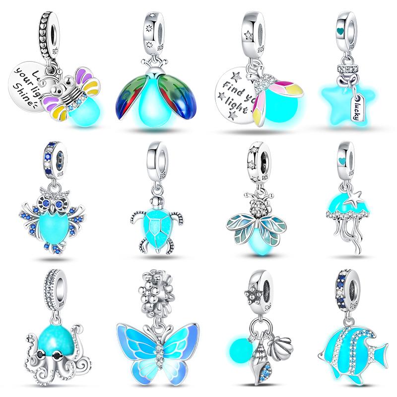 Copper Glow In The Dark Firefly Honeybee Star Charms Beads Fit Qikaola Original Bracelets Fine Diy Jewelry Gift