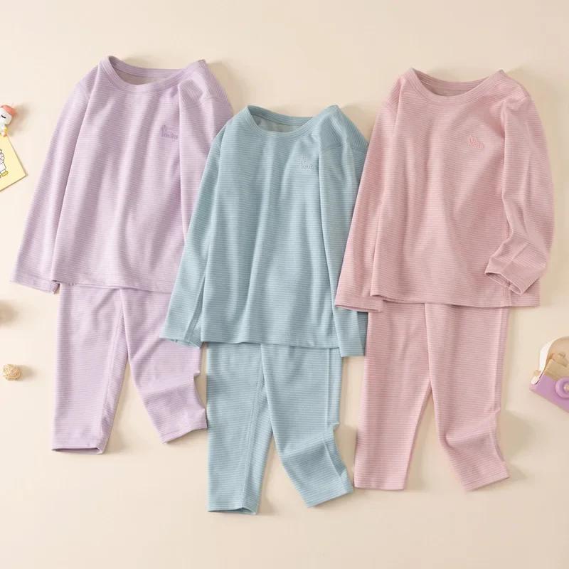 Подростковая детская пижама теплая одежда шерстяное шелковое термобелье комплект из плотной ткани с начесом для младенцев мальчиков и девочек пижамы 2 шт.