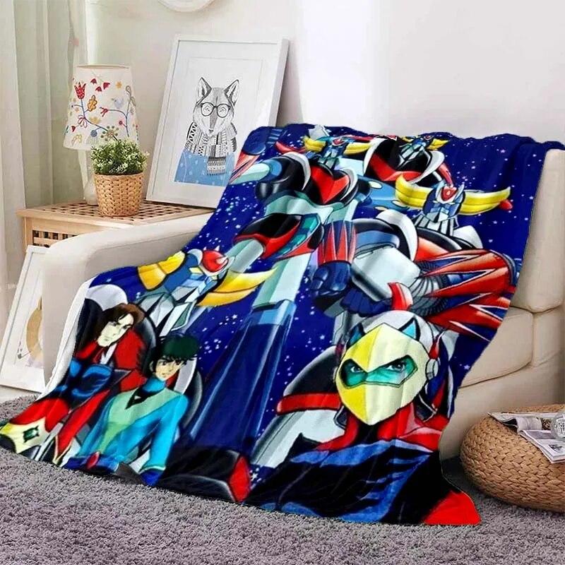 G-Goldorak Pattern Print Flannel Blanket,for Couch, Bed, Sofa, Office-Soft and Soothing Printing Blanket For All Season
