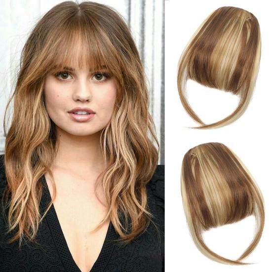 Women Clip-in Bangs Natural Wispy Forehead Hair Extensions Faux French Bangs Girls