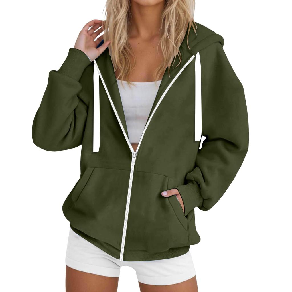 Womens Zip Up Hoodies Casual Long Sleeve Hoodie Jacket Oversized Lightweight Pullover Sweatshirts Tops With Pocket