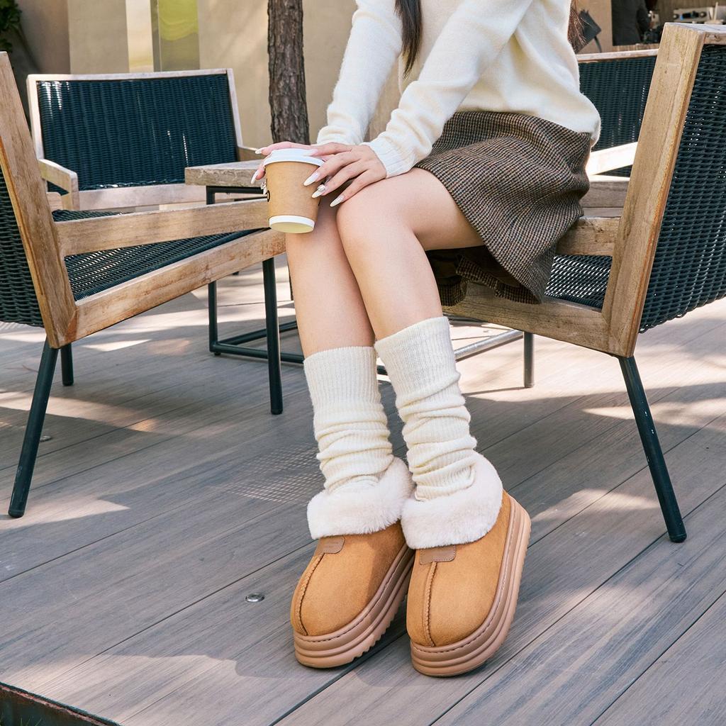 Winter velvet bag and cotton slippers women's wear new snow boots thickened warm cotton shoes thick soles non-slip