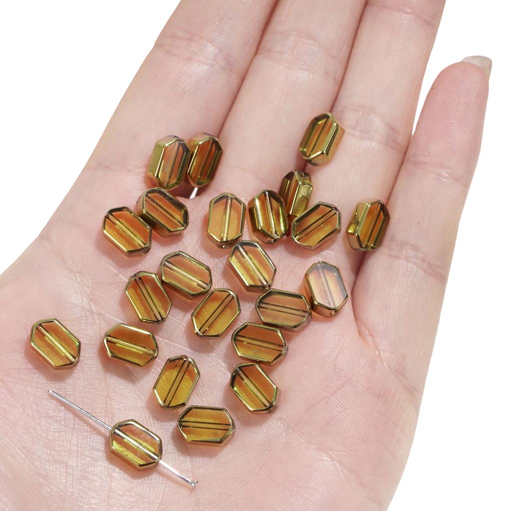 5-10 шт. Стеклянные золотые бусины прямоугольной формы, хрустальные бусины для DIY браслета, ожерелья, изготовления ювелирных изделий, украшения