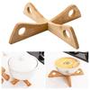 Pot Rack Wooden Bamboo Pot Holder Trivet Set for Hot Dishes Pans Teapots Heat-resistant Wooden Rack with Hanging Hole for Bowls