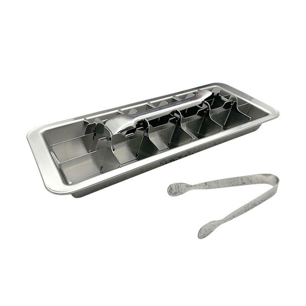 Stainless Steel Ice Cubes Tray with Easy Release Handle Metal Ice Cubes Tray Ice Cubes Maker for Kitchen & Bar