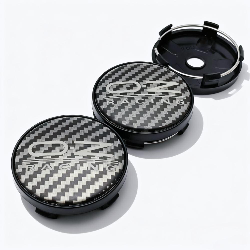 4pcs OZ Racing  Logo Carbon Fiber Weave Emblem Car Wheel Center Caps 60MM 56MM Car Wheels Hub Cap Rim Hubcaps Cover Epoxy Resin