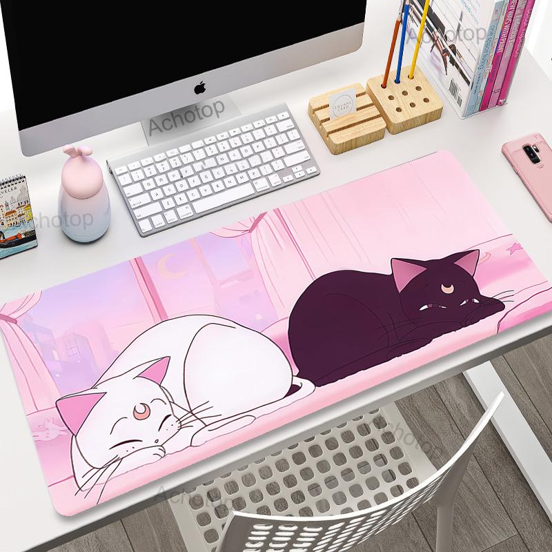 Large Cute Japan Cat Gamer Mousepad x DeskMat Computer Gaming Accessories Anime Art Carpet Office Play Mat