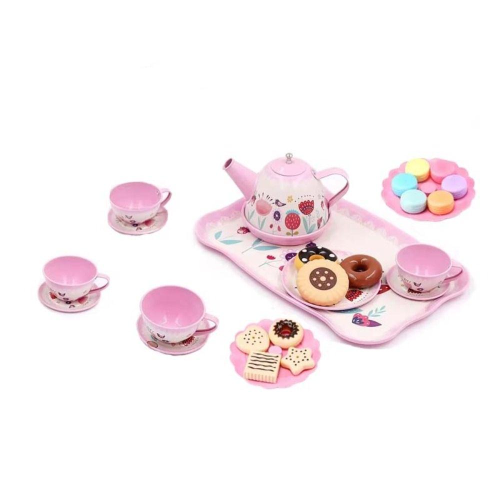 Tableware Simulation Tea Set Metal Material Afternoon Tea Pretend Play Teapot Kitchen Toy  Kids Toy