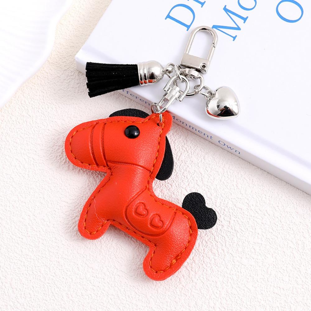 Cartoon Pu Leather Horse Key Chain Heart Zodiac Pony Bag Hanging  Year of The Horse