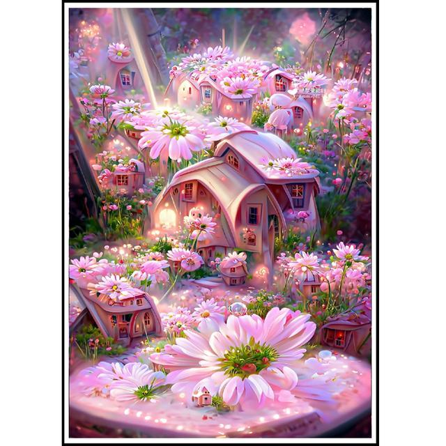 Новый 5D DIY алмазная живопись пейзаж мечты горный хрусталь мозаика розовая ромашка цветочный сад Алмазная вышивка крестиком