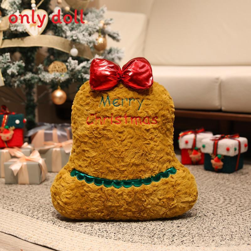 Christmas Theme Deer Bell Gingerbread Man Santa Claus Plush Doll Toy Pillow For Festive Atmosphere And Childrens Gift