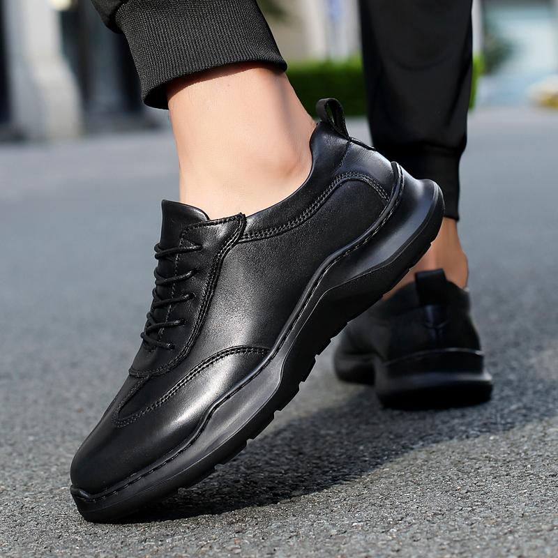 Fashion Men's Genuine Leather Sports Shoes Fashion Casual Sneakers New Outdoor Walking Shoes Men Non-Slip Comfortable Walking Shoes