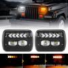 New 7-inch Square 40W Headlight with Flowing Turn Signal for Wrangler: 5X7/6X7 Compatibility
