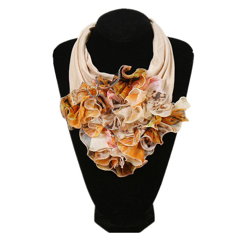 New Trend Women Scarf Floral Collar Scarf Luxury Big Flower Neckerchief Ring Neck Scarves Fashion Bandana Head Hijab For Ladies