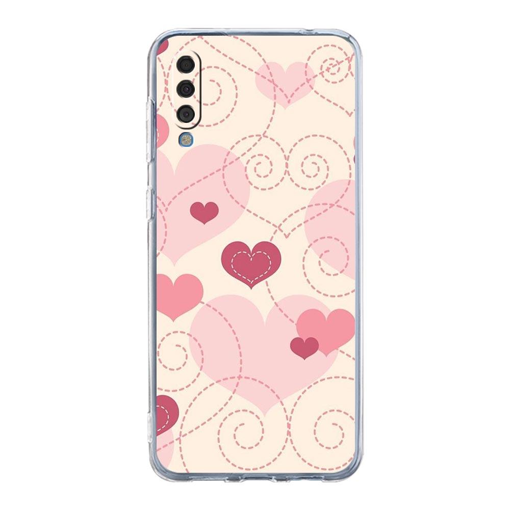Чехол для Samsung A14 A50 A70 A30 A40 A20E A10S A20S A02S A04S A12 A22 A32 A34 A42 A52 5G A54, золотой, розовый, розовый, с блестящими сердечками, чехол