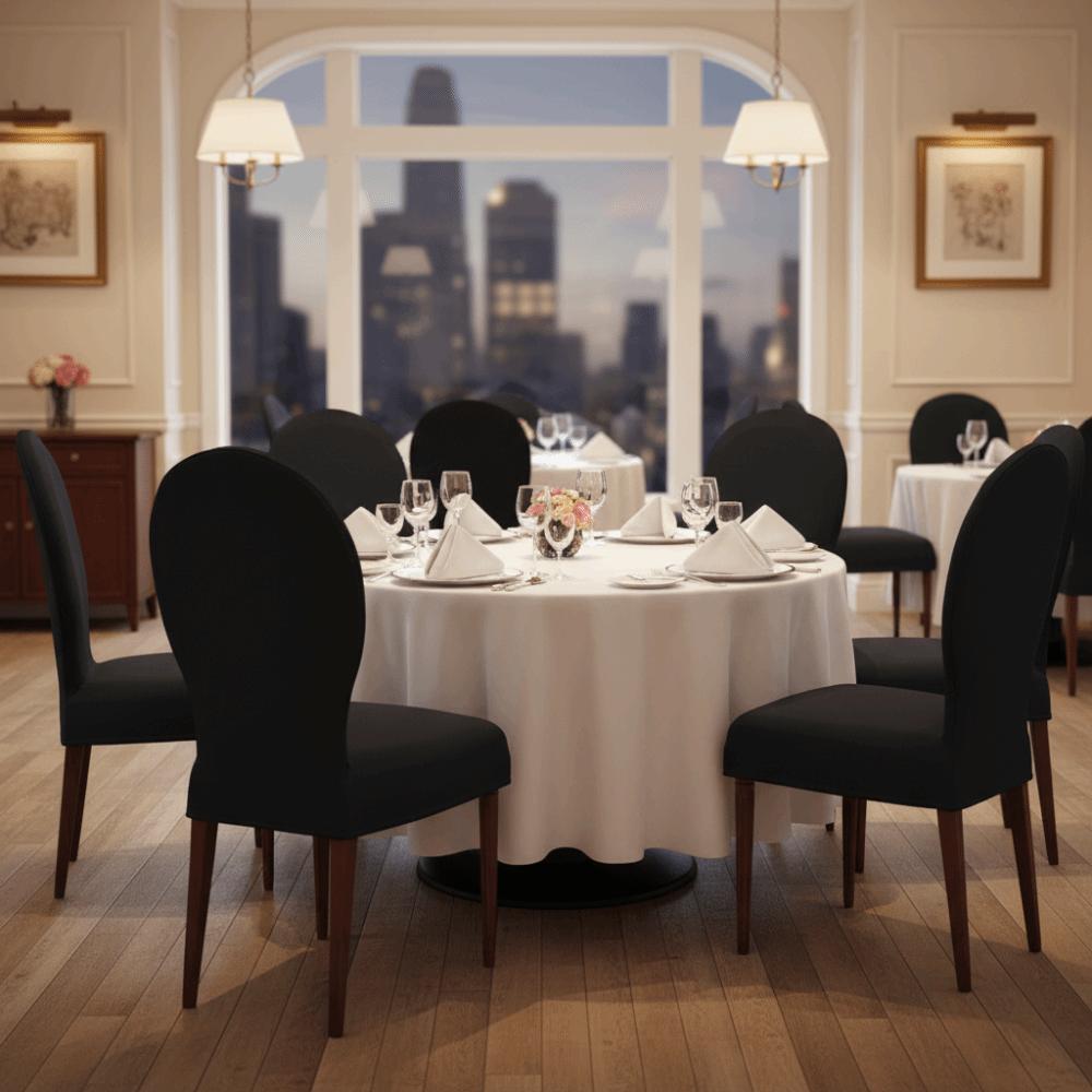 Thickened Velvet Round Back Dining Chair Cover Solid Color Protective Seat Case Hotel