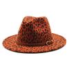 British Woolen Jazz Top Hat Men And Women Big Eaves Hat Fashion Leopard Print Flat Edge Hat Felt Hat
