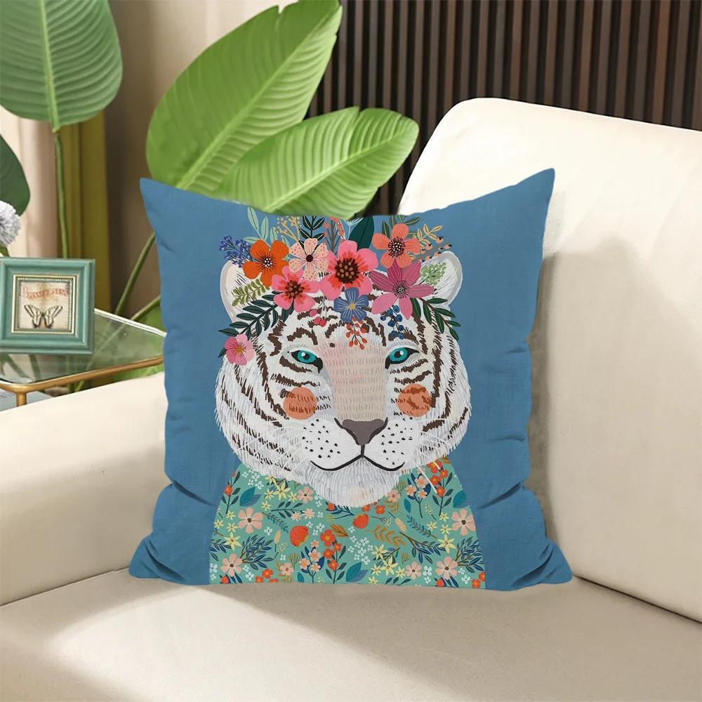 Чехол на подушку с животными и цветами  ×  Набивные подушки Декоративные подушки для дивана Наволочки Элегантные чехлы для комнаты Сон