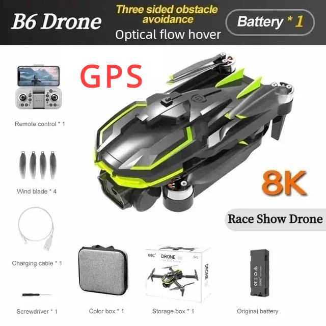 B6 Race Drone Бесщеточный двигатель Двойной 8K Профессиональная аэрофотосъемка WIFI FPV GPS Предотвращение препятствий Четырехосевой радиоуправляемый квадрокоптер Игрушка