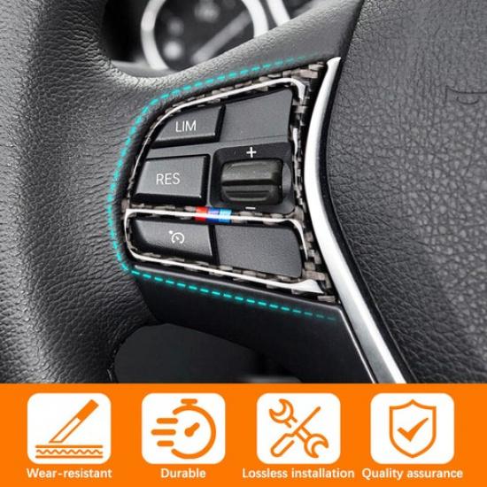 Carbon Fiber Steering Wheel Button Cover Trim For BMW 3 4 Series F30 F32 13-