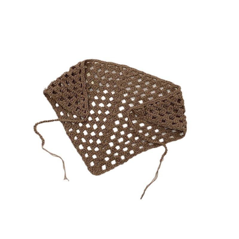 Платок ручной работы крючком женский 2024 новый сладкий французский треугольный полотенце интернет знаменитость вязаная повязка на голову повязка на голову