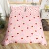 Strawberry Pink Duvet Cover Cute Fruit Print Bedding Three-piece Set Girl Room Decoration
