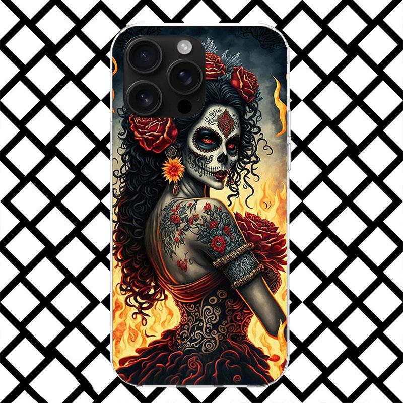 Чехол для телефона Catrina Beautiful Rose Girl Skull для iPhone 17 Air 16 16E 15 14 Plus 13 Mini 12 11 Pro Max 7 8 + SE 2020 Мягкий чехол