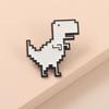 Dinosaur Brooch Retro Pixel Geometric White Dinosaur Pins Elegant Costume Accessories Lovely Cartoon Animal