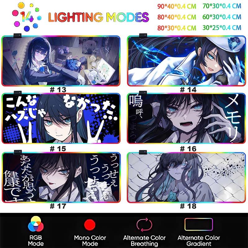 Kawaii Аниме LED Коврик для мыши HD Печать Виртуальный Идол Игровой Коврик для стола RGB Подсветка Нескользящий Коврик для мыши XXL Клавиатура ПК Настольные коврики