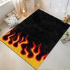 Black Carpet with Red Flames and Yellow Border Design for Home Decor Suitable for use as an anti-slip for living room bedroom sofas